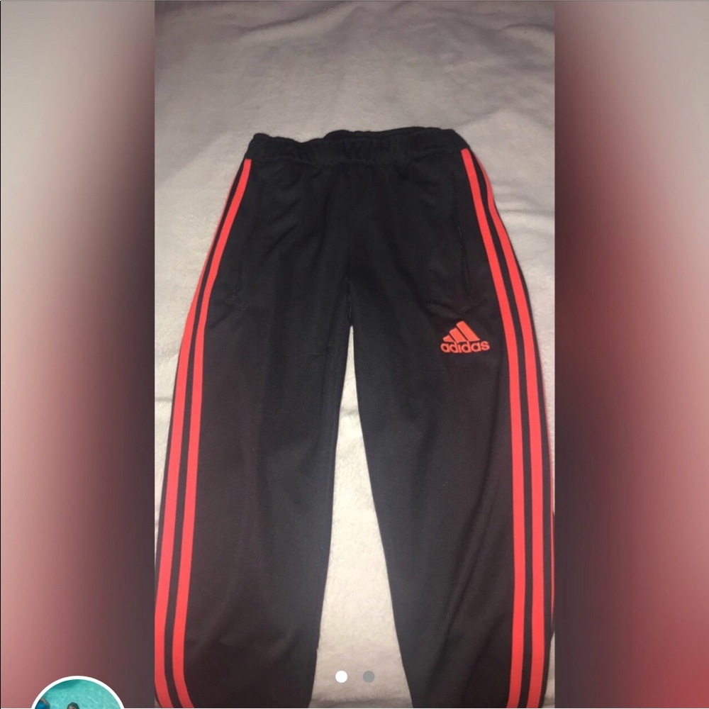 Grey And Orange Adidas Pants 👖